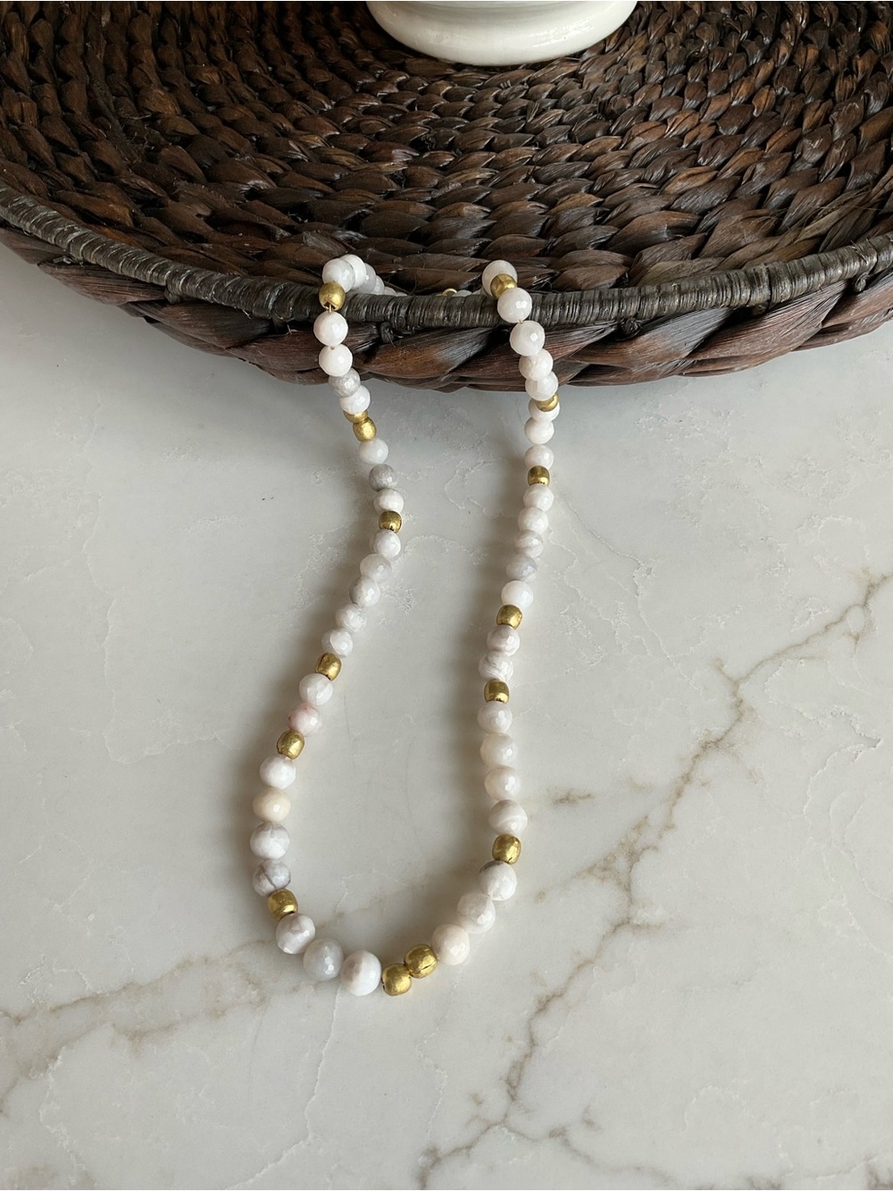Delicate and GORGEOUS faceted quality bead and Gold Bead Necklace 25 1/2 “ long